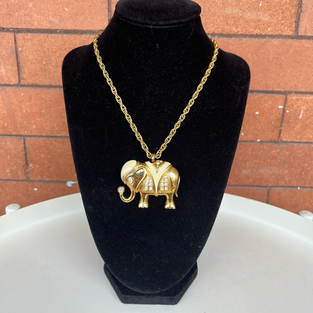 Kenneth Jay Lane for Avon Gold Elephant Necklace and Brooch